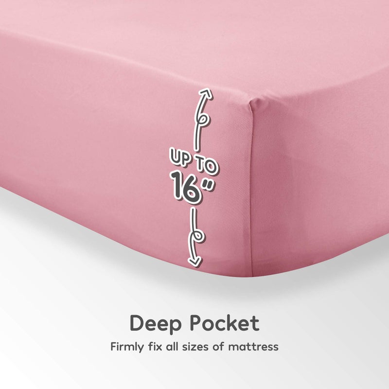 SLEEP ZONE Kids Twin Bed Sheets Set 3-Piece - Super Soft & Cute Kids Sheet Set with Flat Sheet, Fitted Sheet, Pillowcase (Twin, Ballet Pink) - Image 5